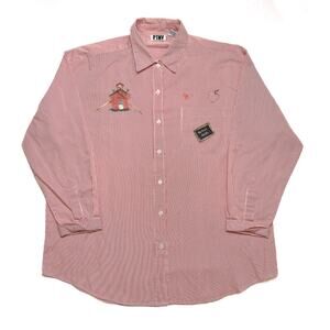 PNTY Vintage School House Print Shirt Button Up Pinstripe Red Women's XL 90s